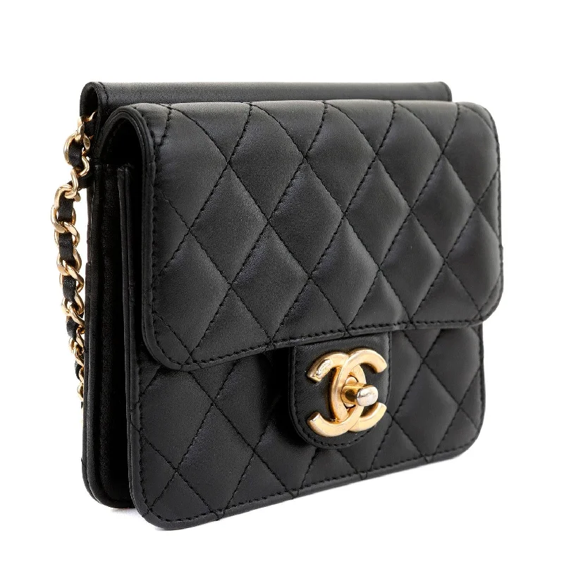 Chanel Designer Handbag with Unique DesignChanel Black Lambskin WOC with Gold Hardware