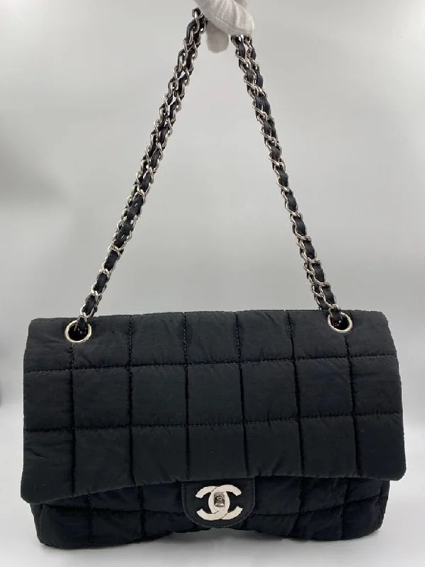 Chanel Quilted Leather Shoulder Bag for FashionistasChanel Black Nylon Chocolate Bar Flap Bag