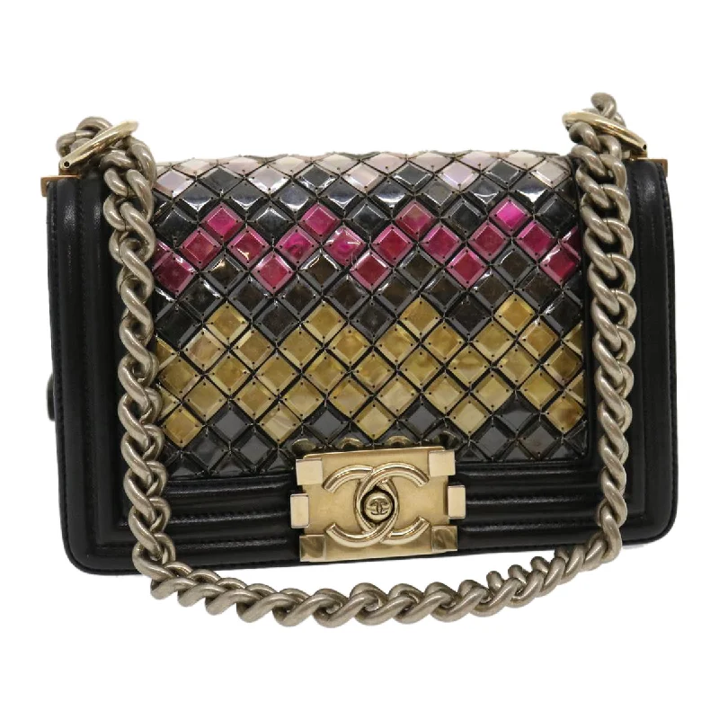 Chanel Luxury Handbag for High - End EventsCHANEL Boy Chanel Chain Shoulder Bag Tile Black Multicolor CC  29551A