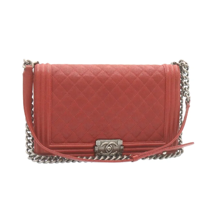 Chanel Quilted Leather Shoulder Bag for FashionistasCHANEL Boy Chanel Matelasse Chain Flap Shoulder Bag Leather Red CC  28281A