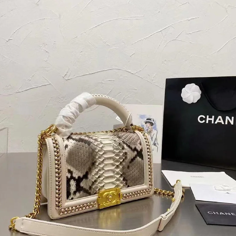 Chanel Quilted Leather Shoulder Bag for FashionistasChanel Boy Crocodile Looks Handbag Skin