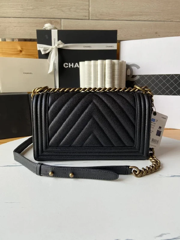 Chanel Black Handbag for Business MeetingsChanel Boy V Caviar Handbags