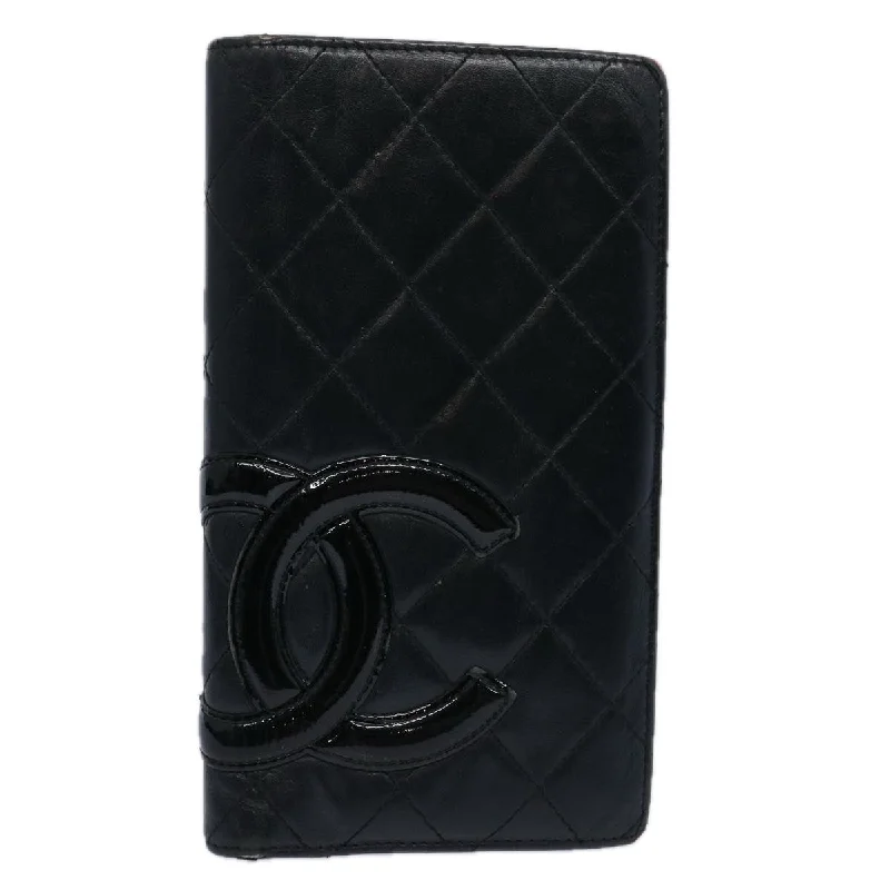 Chanel All - Match Handbag for Versatile StylingCHANEL Cambon Line Long Wallet Leather Black CC  bs10747