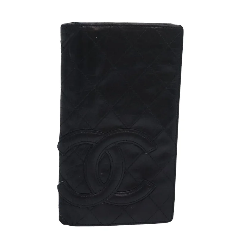 Chanel Luxury Handbag for High - End EventsCHANEL Cambon Line Long Wallet Leather Black CC  bs16463