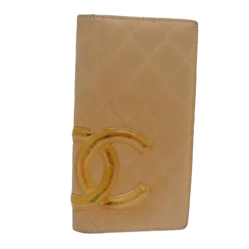 Chanel Vintage Inspired Handbag for Retro LoversCHANEL Cambon Line Matelasse Long Wallet Leather Beige CC  bs16763