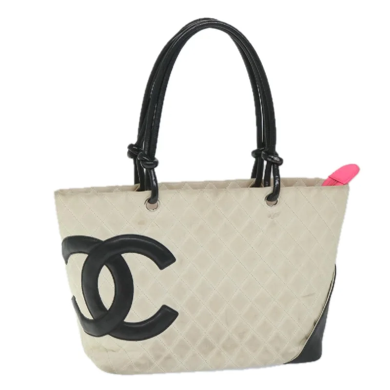 Chanel Designer Handbag with Unique DesignCHANEL Cambon Line Tote Bag Leather White CC  am5180