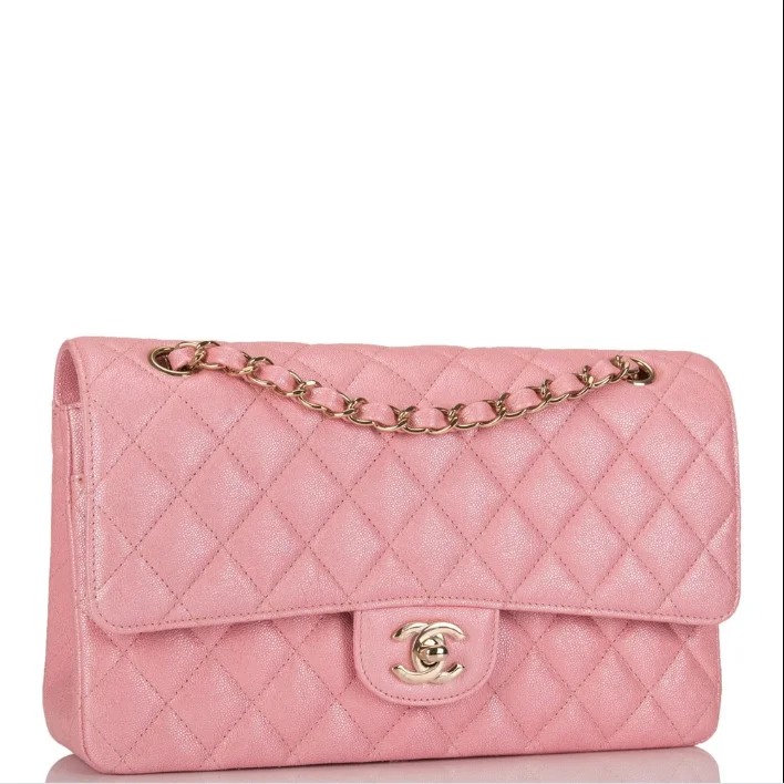 Chanel Luxury Handbag for High - End EventsChanel Caviar Quilted Small Double Flap Bag Pink Gold-Tone