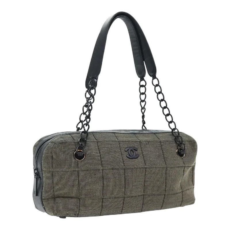 Chanel Handbag with Adjustable Strap for ComfortCHANEL Chain Shoulder Bag Canvas Gray CC  89307