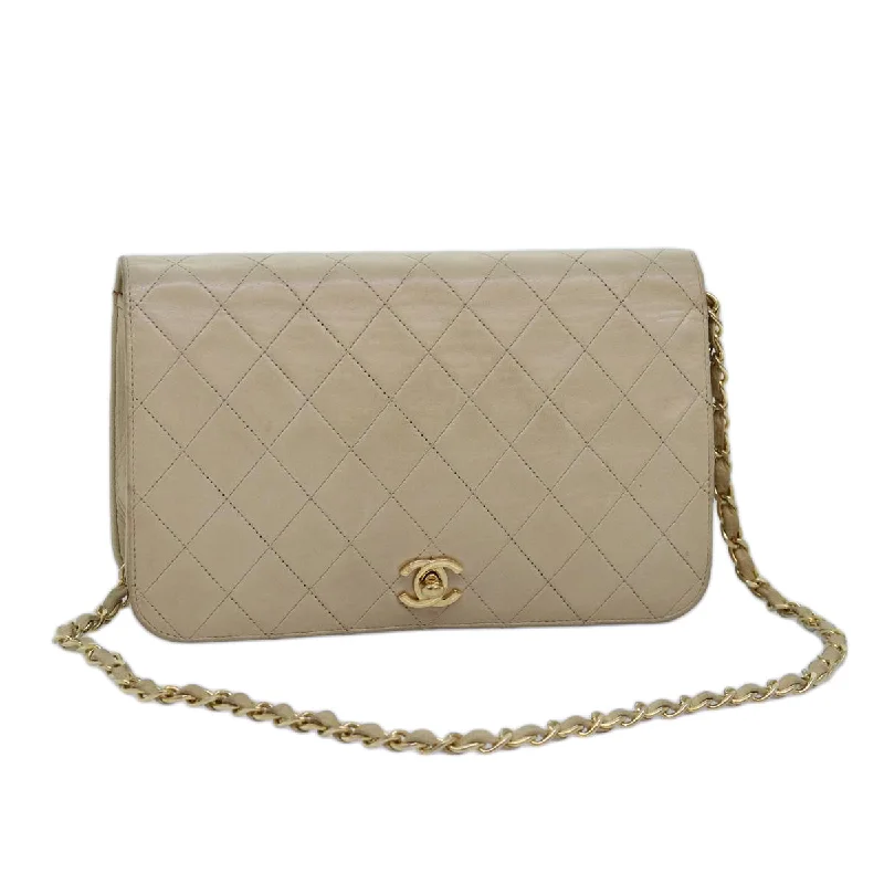 Chanel Chain Strap Handbag for Everyday UseCHANEL Chain Shoulder Bag Lamb Skin Beige CC  74732A