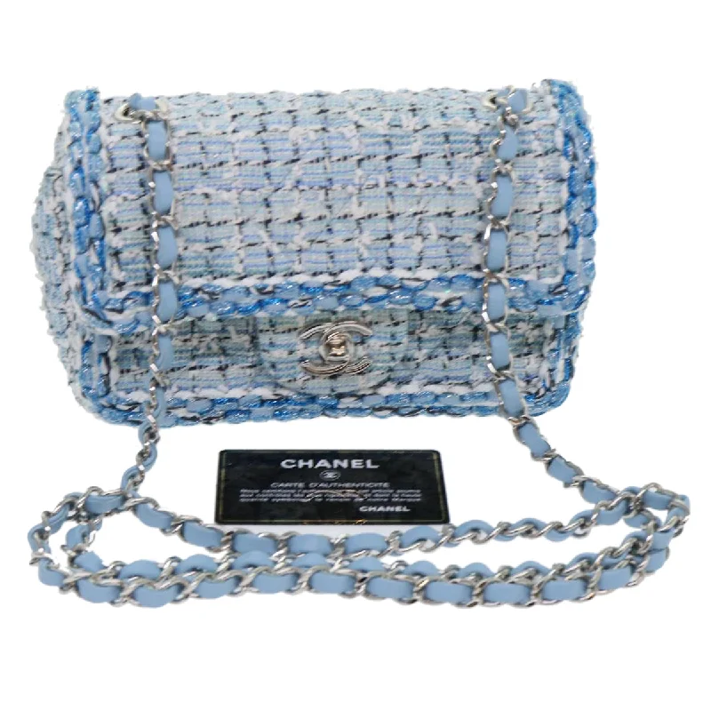 Chanel New Arrival Handbag with Gold HardwareCHANEL Chain Shoulder Bag Tweed Blue CC  47496A