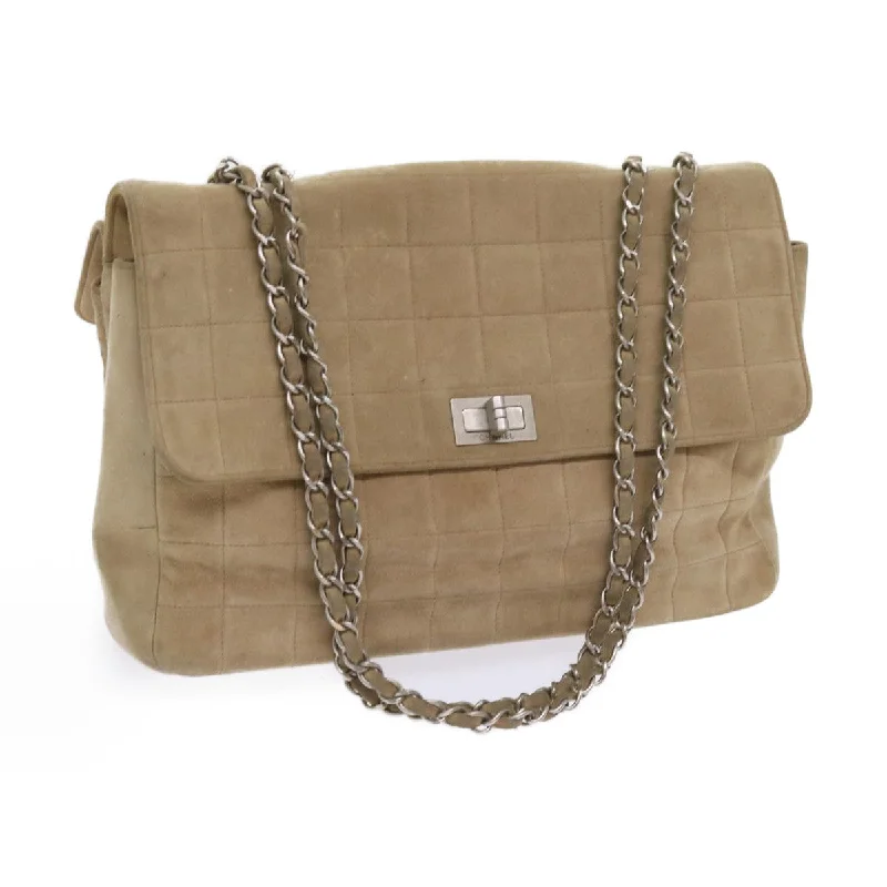 Chanel Small Crossbody Bag for TravelCHANEL Choco Bar Chain Shoulder Bag Suede Beige CC  bs11679