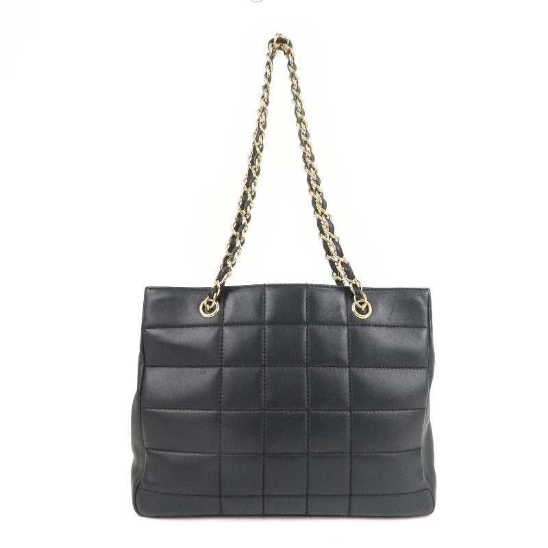 Chanel New Arrival Handbag with Gold HardwareCHANEL Chocolate Bar Lamb Skin Chain Tote Bag Black