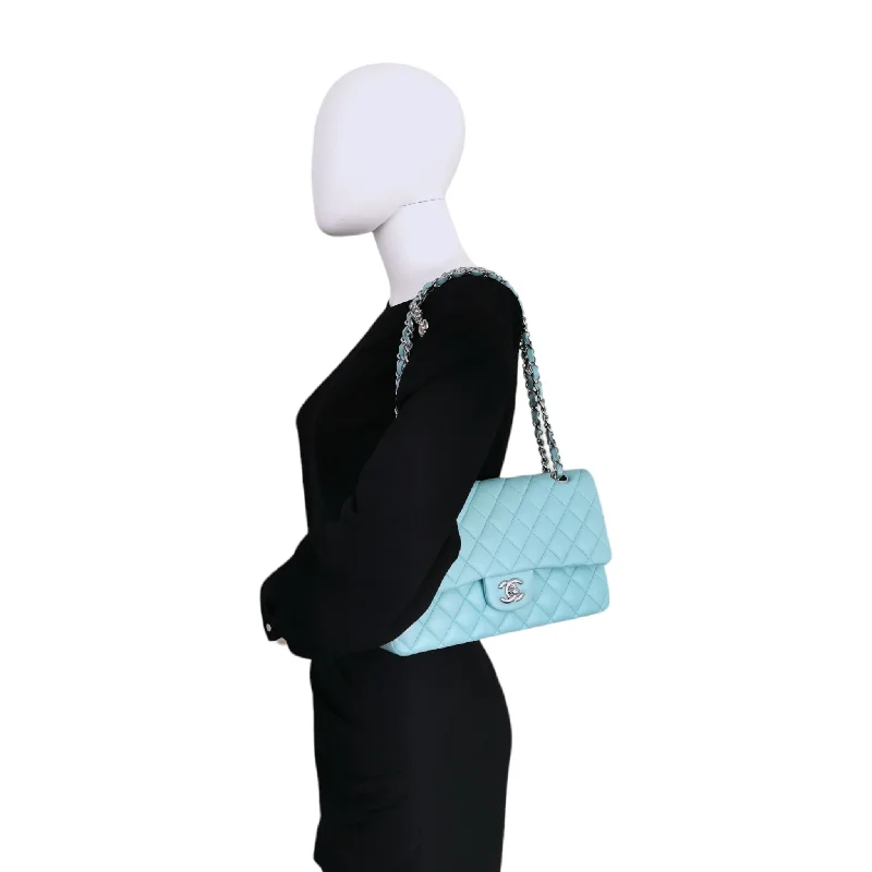 Chanel Colorful Handbag for Spring OutfitsChanel Classic Double Flap Medium Tiffany Blue Lambskin Silver