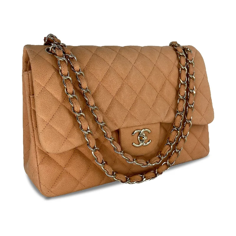 Chanel Limited Edition Handbag for CollectorsPre owned Chanel Classic Jumbo Caviar Suede Double Flap Designer Bag