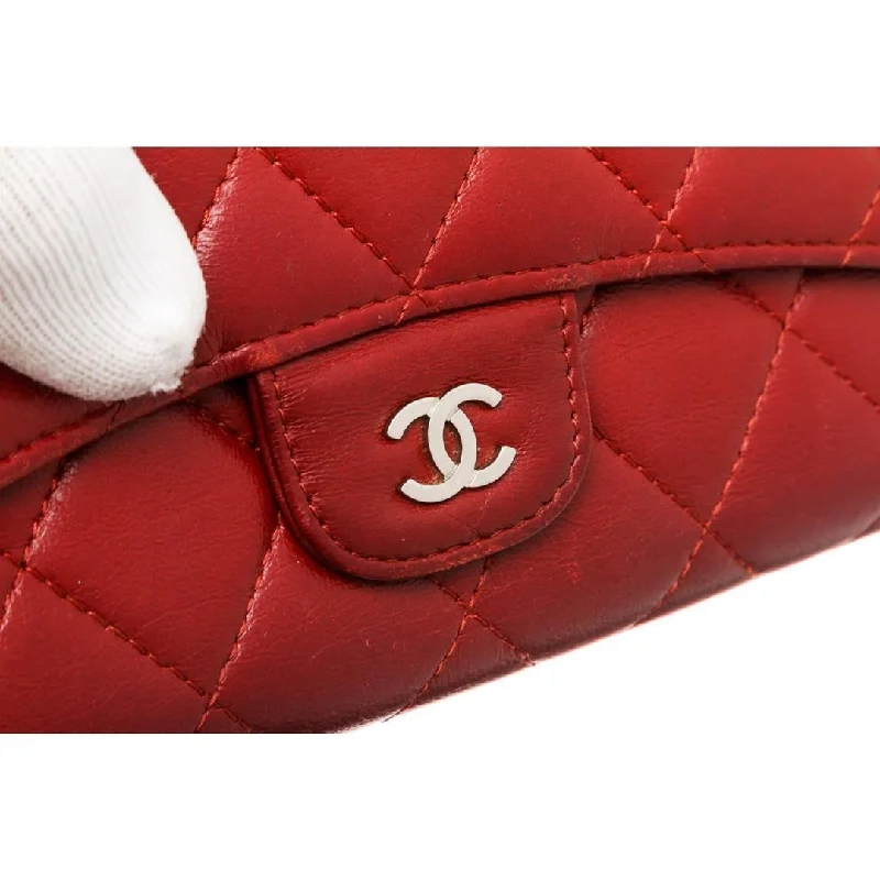 Chanel Small Crossbody Bag for TravelChanel Classic Long Flap Wallet Lambskin Leather Red