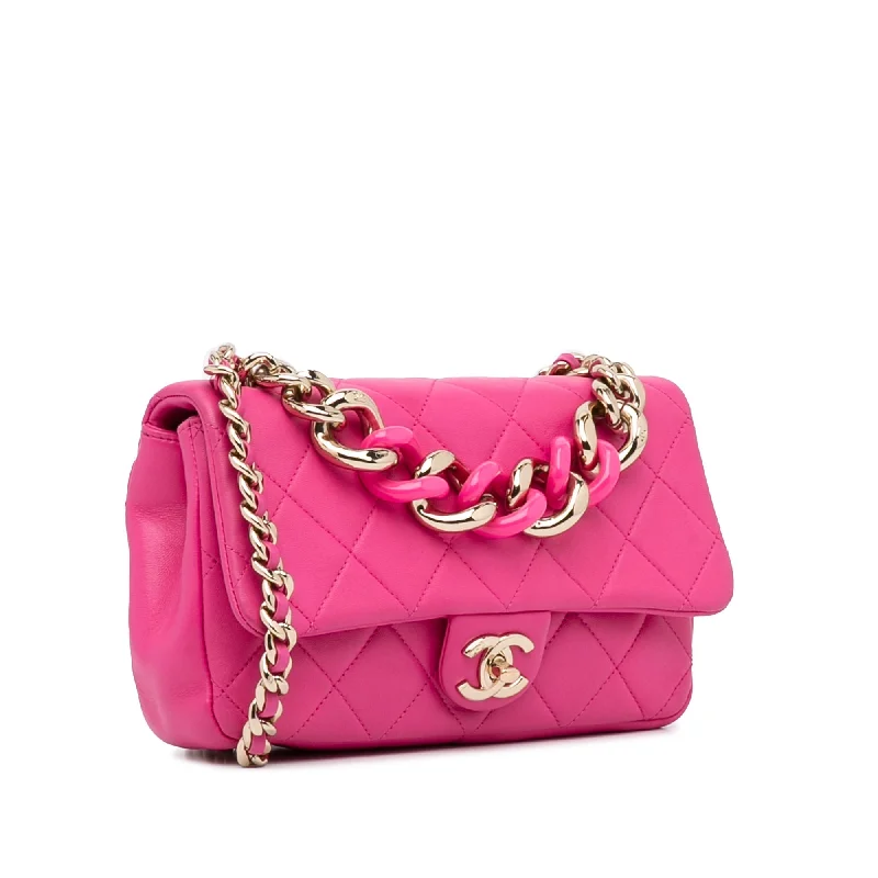 Chanel Luxury Handbag for High - End EventsChanel Classic Single Flap Mini Square Pink Lambskin Gold