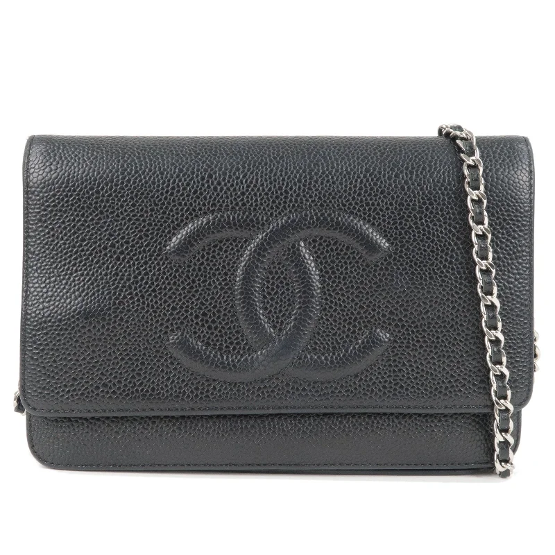 Chanel Classic Flap Bag for Evening PartyCHANEL Coco Mark Caviar Skin Chain Wallet Shoulder Bag A48654