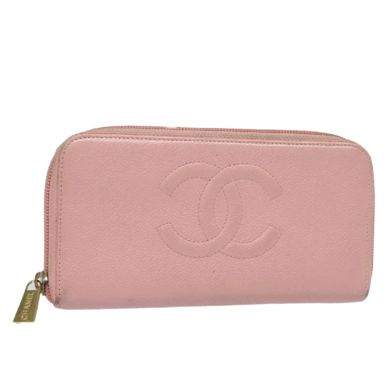 Chanel Luxury Handbag for High - End EventsCHANEL COCO Mark Long Wallet Caviar Skin Pink Gold CC  87035