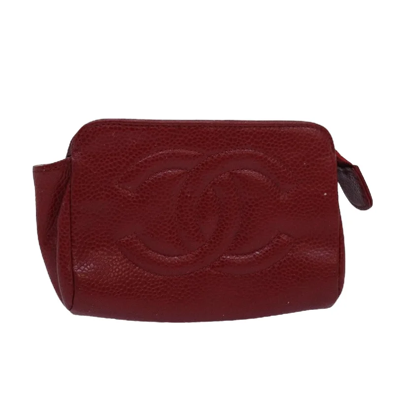 Chanel Handbag with Adjustable Strap for ComfortCHANEL COCO Mark Pouch Caviar Skin Red CC  bs15766