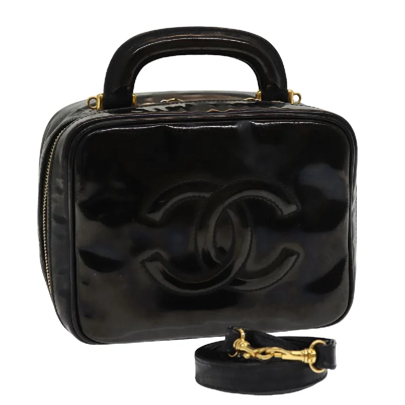 Chanel Limited Edition Handbag for CollectorsCHANEL COCO Mark Vanity Cosmetic Pouch Enamel Black CC  bs16068