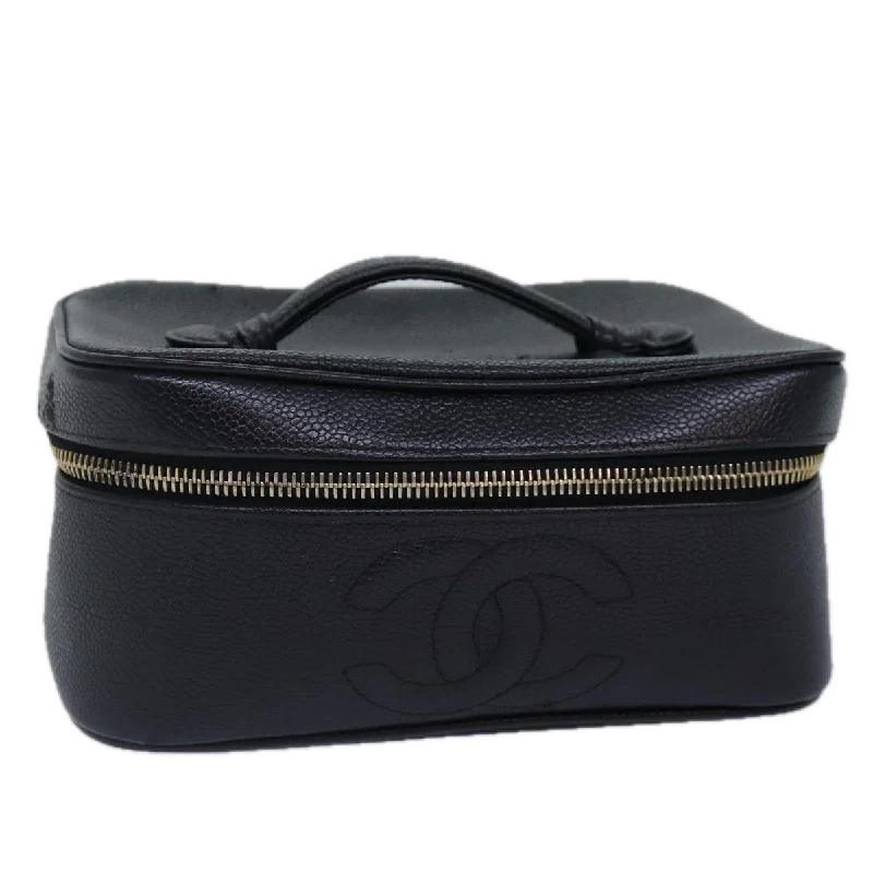 Chanel Vintage Inspired Handbag for Retro LoversCHANEL COCO Mark Vanity Pouch Caviar Skin Black Gold CC  bs16979