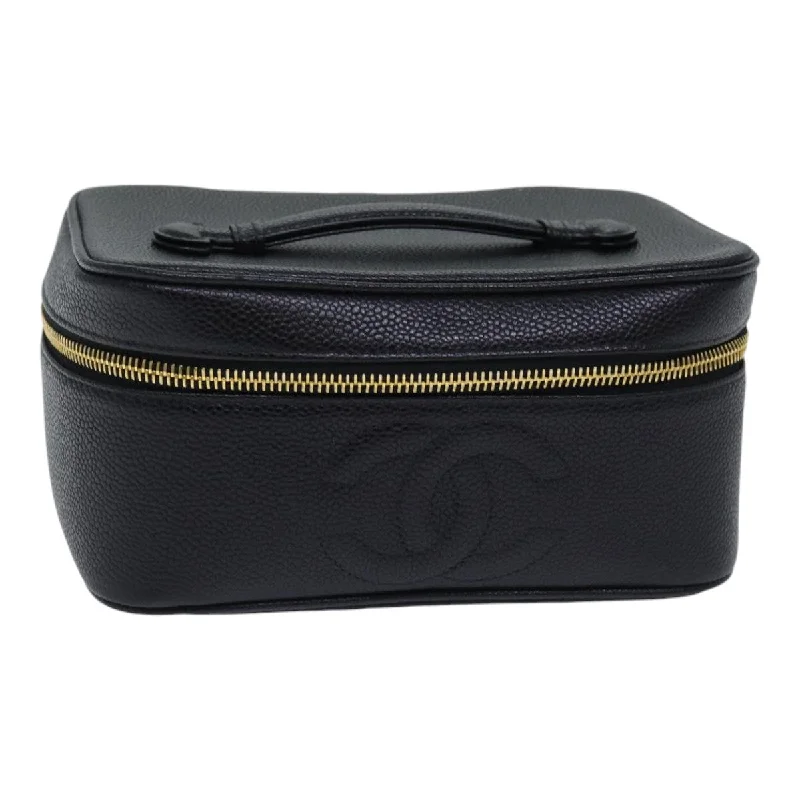 Chanel Lightweight Handbag for Daily ErrandsCHANEL COCO Mark vanity Pouch Caviar Skin Black Gold CC  bs18099