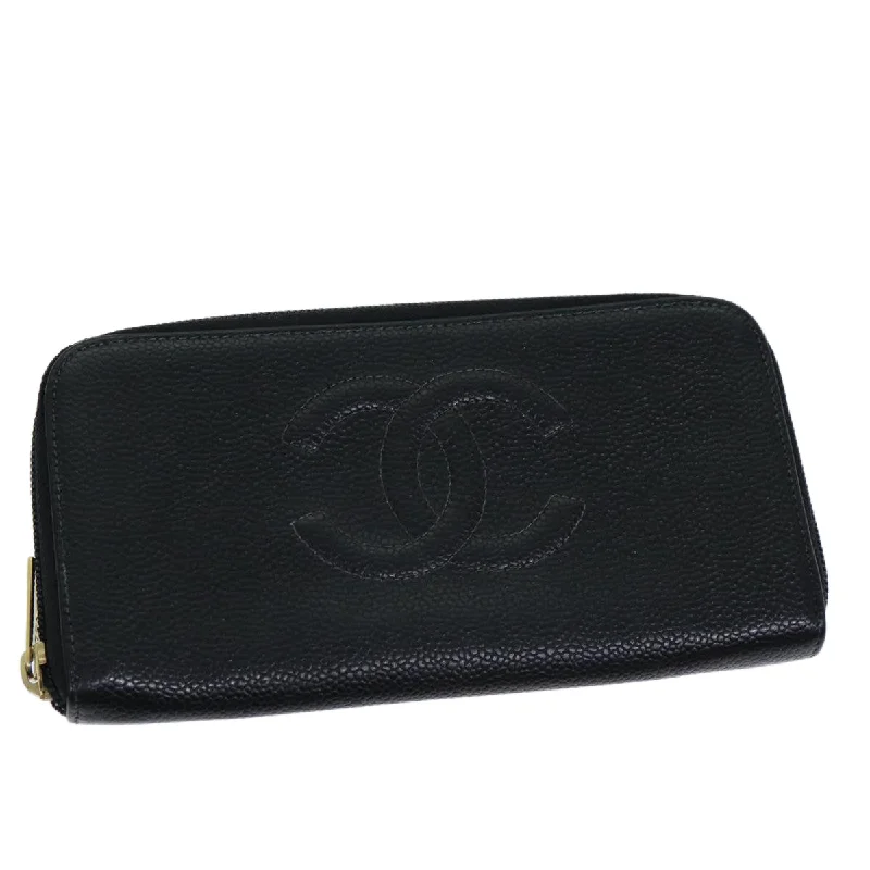 Chanel All - Match Handbag for Versatile StylingCHANEL COCO Mark Wallet Caviar Skin Black CC  bs14885