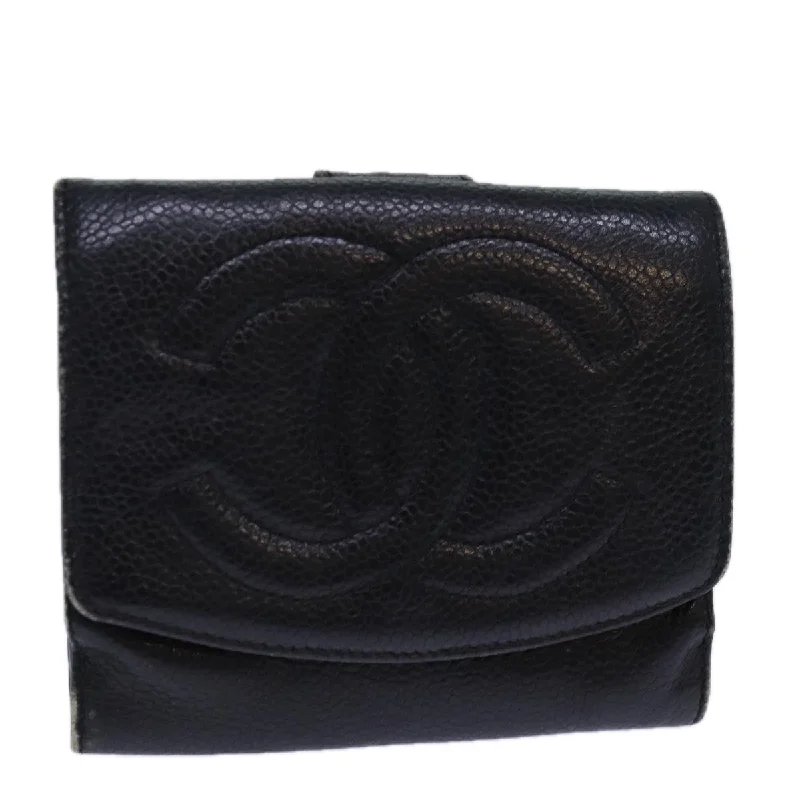 Chanel Small Crossbody Bag for TravelCHANEL COCO Mark Wallet Caviar Skin Black Gold CC  bs16752