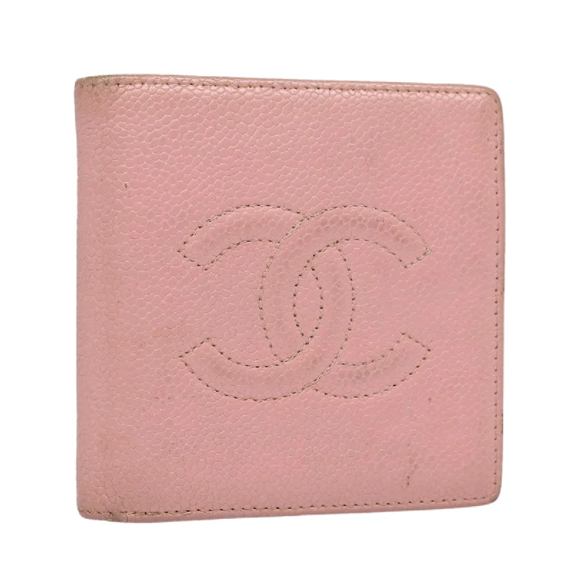 Chanel Lightweight Handbag for Daily ErrandsCHANEL COCO Mark Wallet Caviar Skin Pink Gold CC  88731