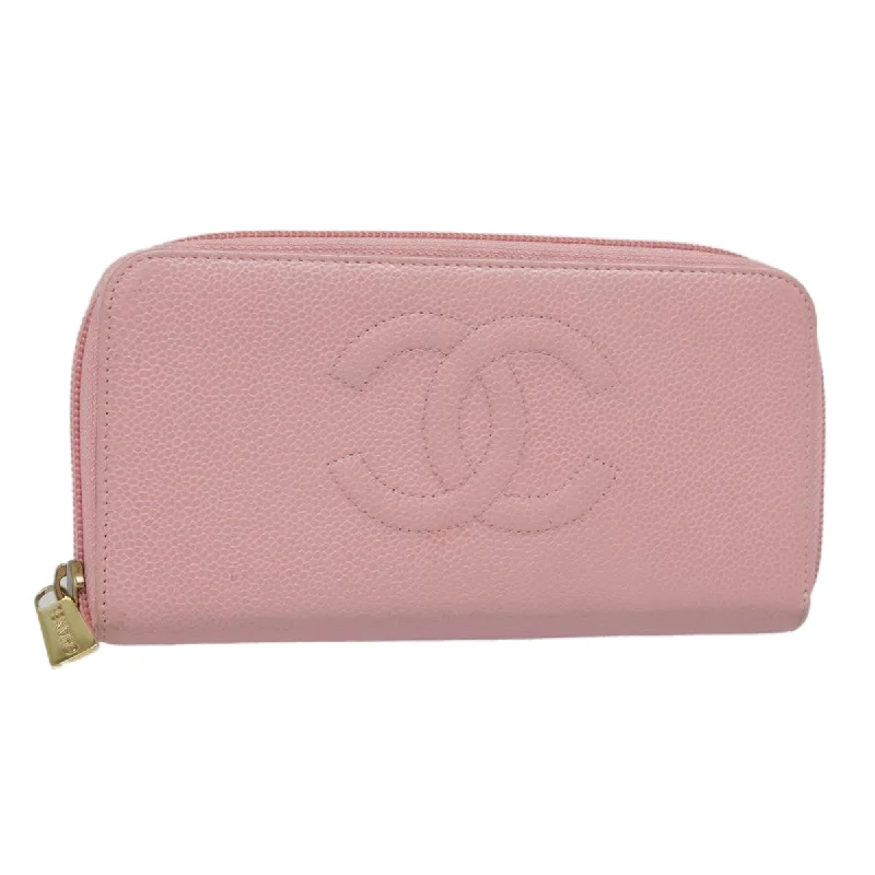 Chanel Chain Strap Handbag for Everyday UseCHANEL COCO Mark Wallet Caviar Skin Pink Gold CC  yk15247