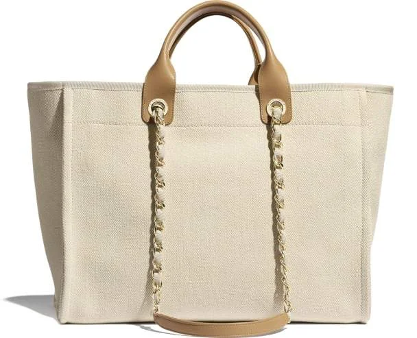 Chanel New Arrival Handbag with Gold HardwareChanel Deauville Fabric Tote Beige