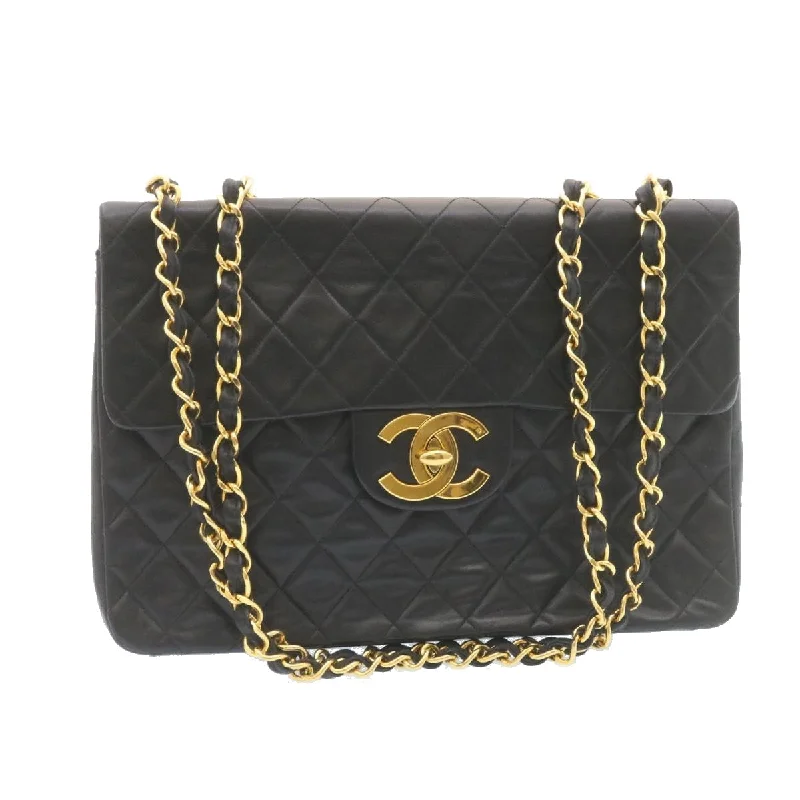 Chanel Vintage Inspired Handbag for Retro LoversCHANEL Deca Matelasse Turn Lock Chain Shoulder Bag Lamb Skin Black CC ar5950A