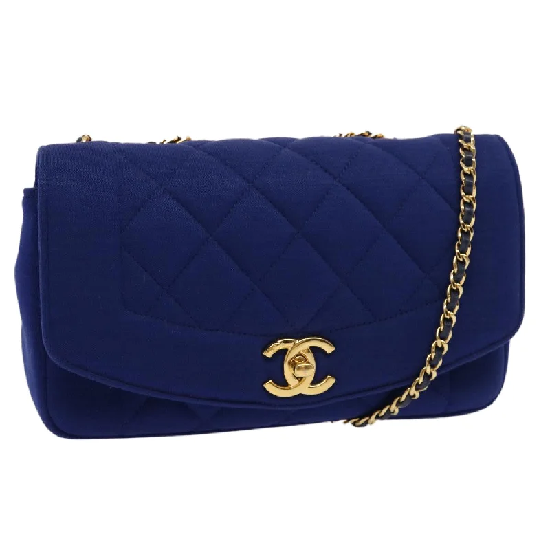 Chanel Limited Edition Handbag for CollectorsCHANEL Diana Matelasse Chain Shoulder Bag Canvas Blue CC  70391A