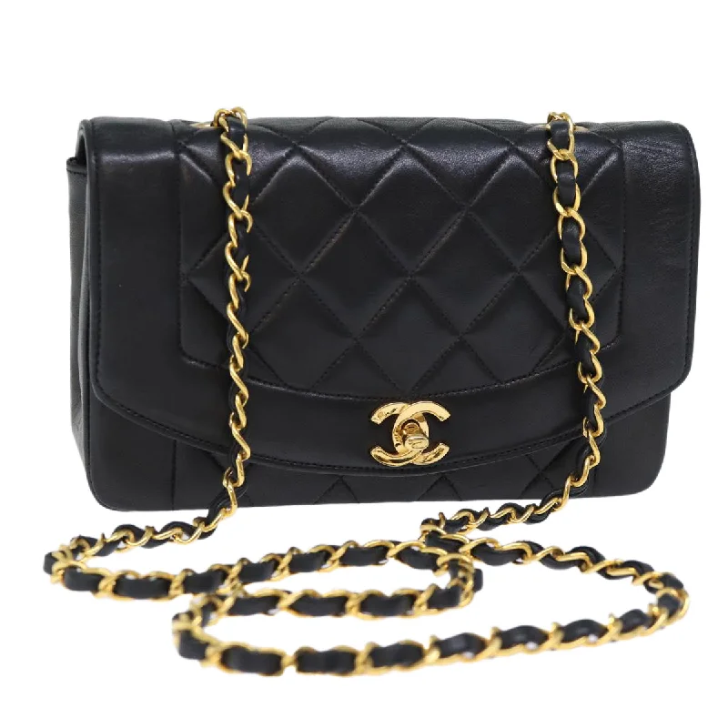 Chanel Handbag with Adjustable Strap for ComfortCHANEL Diana Matelasse Chain Shoulder Bag Lamb Skin Black CC  yk12192A