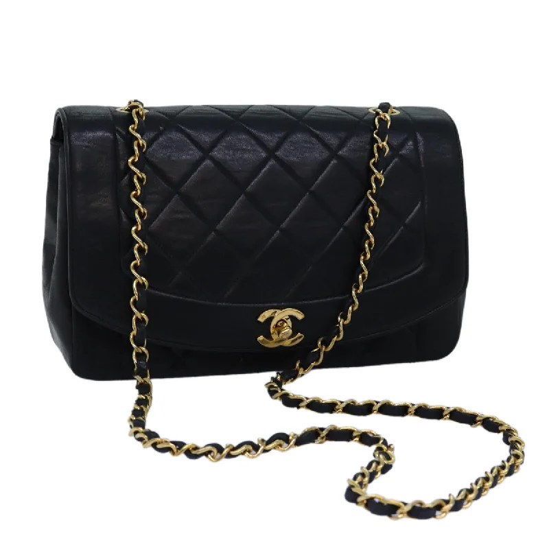 Chanel Classic Flap Bag for Evening PartyCHANEL Diana Matelasse Chain Shoulder Bag Lamb Skin Black CC  yk12474