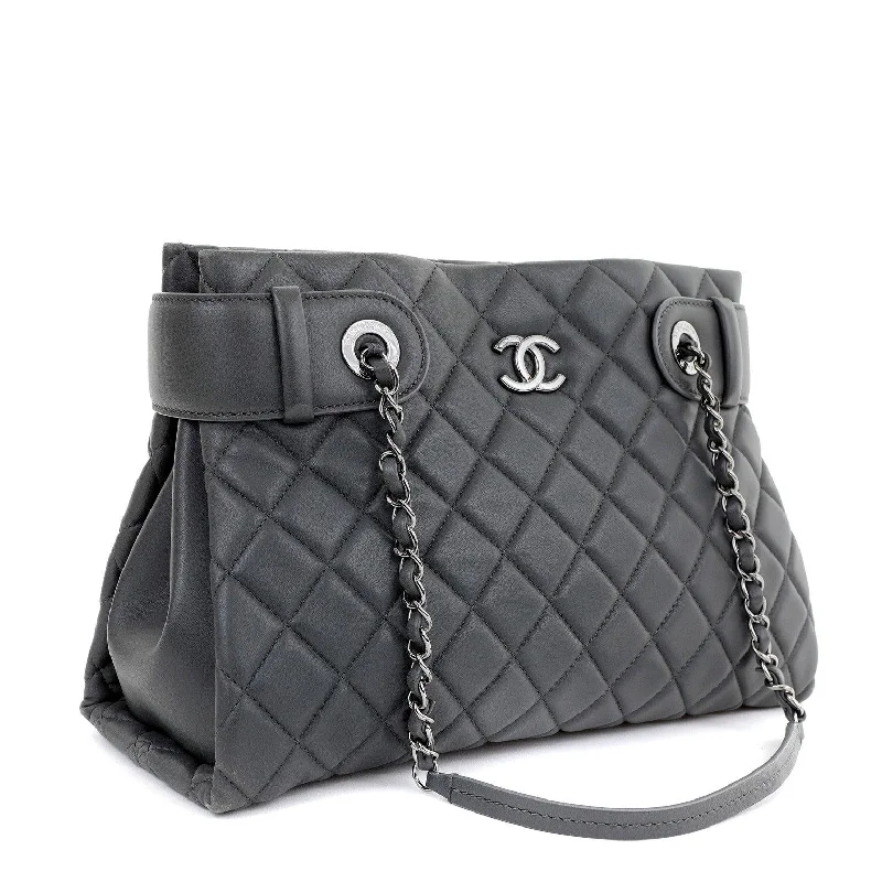 Chanel Small Crossbody Bag for TravelChanel Graphite Lambskin Small Tote w/ Silver Hardware