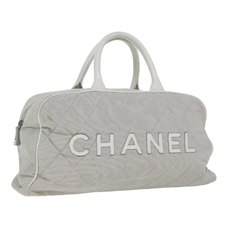 Chanel Luxury Handbag for High - End EventsCHANEL Hand Bag Canvas Gray Silver CC  bs17832