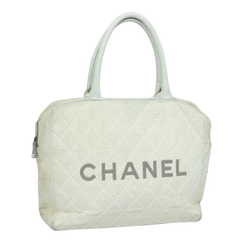 Chanel Colorful Handbag for Spring OutfitsCHANEL Hand Bag Canvas White Silver CC  bs16919