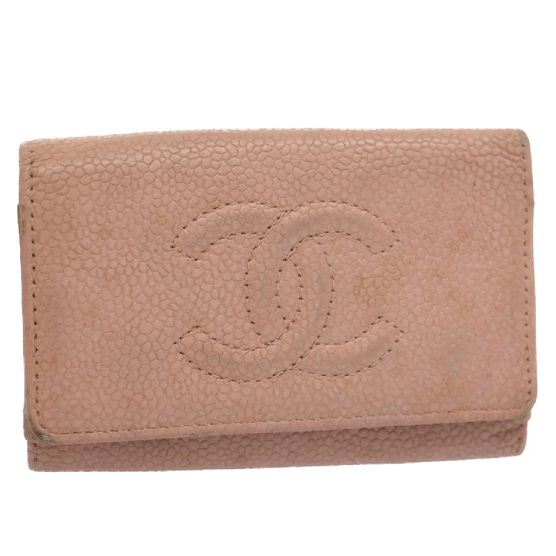 Chanel All - Match Handbag for Versatile StylingCHANEL Key Case Caviar Skin Pink CC  bs9325