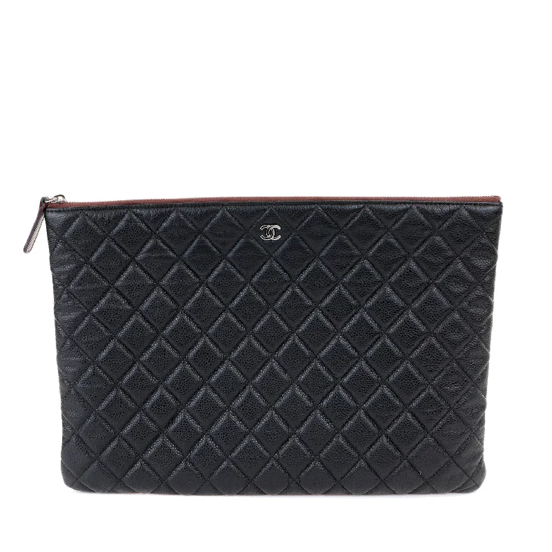 Chanel All - Match Handbag for Versatile StylingChanel Large Black Caviar Classic O-Case with Silver Hardware