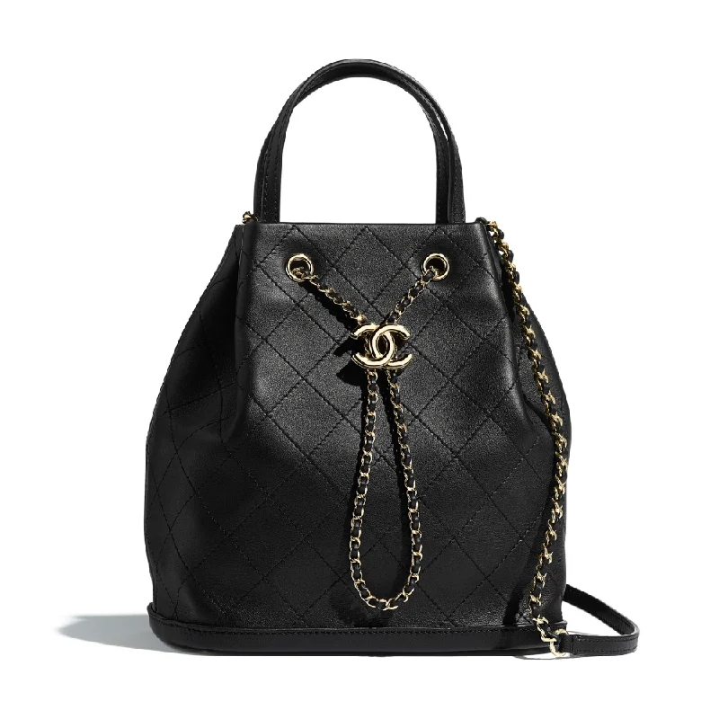 Chanel Designer Handbag with Unique DesignChanel Large Drawstring Bag Black