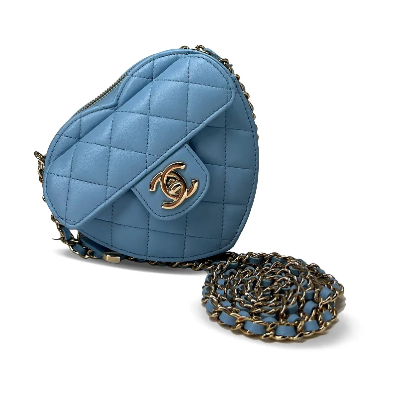 Chanel Vintage Inspired Handbag for Retro LoversChanel leather Medium heart bag light blue