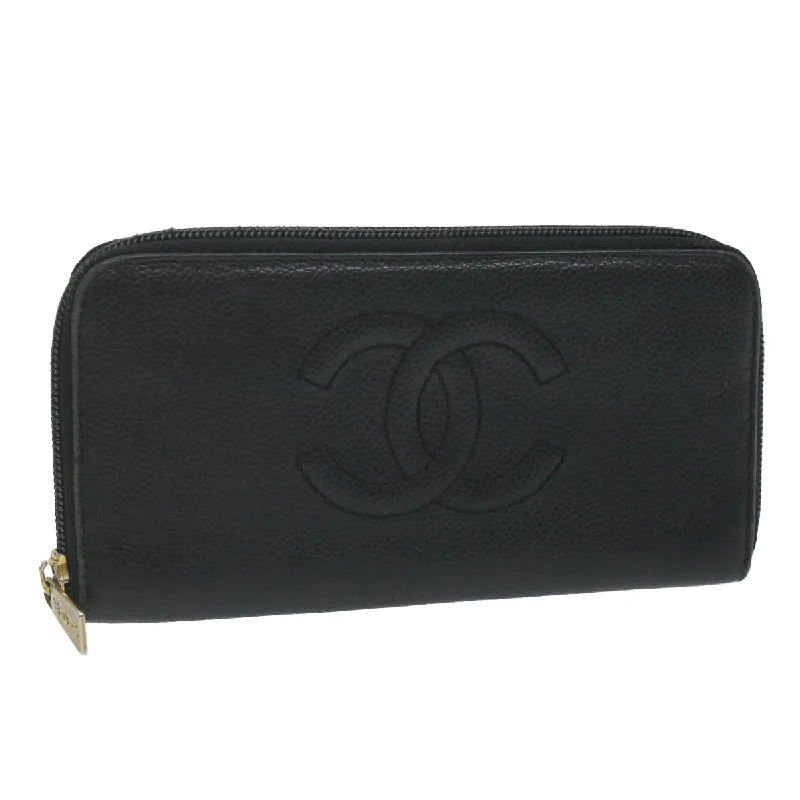 Chanel Designer Handbag with Unique DesignCHANEL Long Wallet Caviar Skin Black CC  bs11198