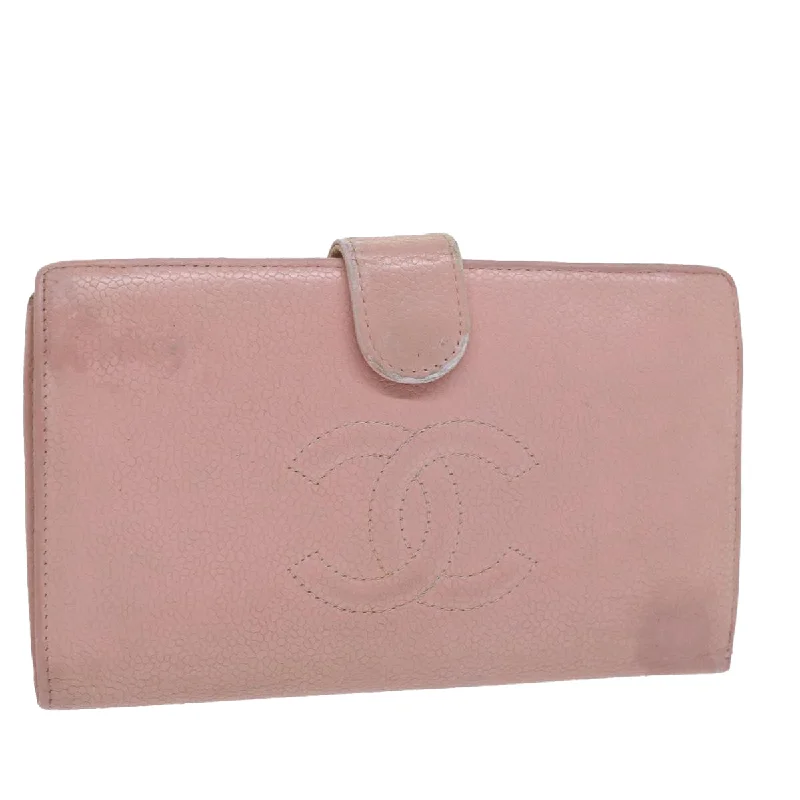 Chanel Chain Strap Handbag for Everyday UseCHANEL Long Wallet Caviar Skin Pink CC  bs11186