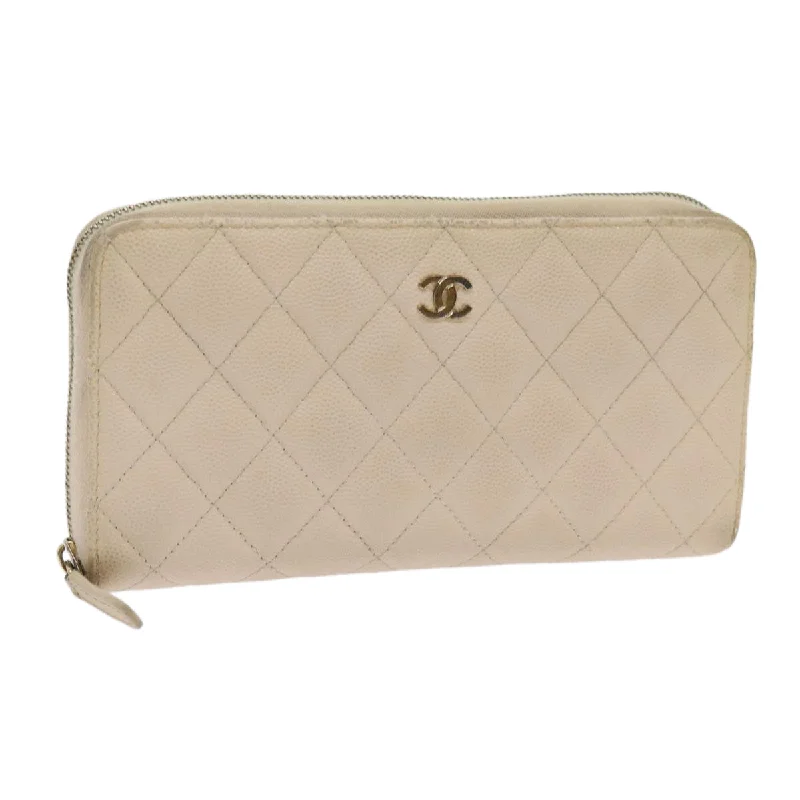 Chanel Lightweight Handbag for Daily ErrandsCHANEL Long Wallet Caviar Skin White CC  65288