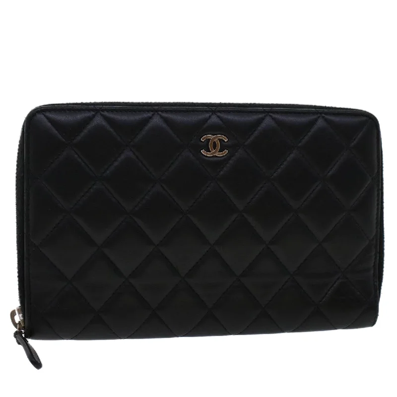 Chanel All - Match Handbag for Versatile StylingCHANEL Long Wallet Lamb Skin Black CC  am4587