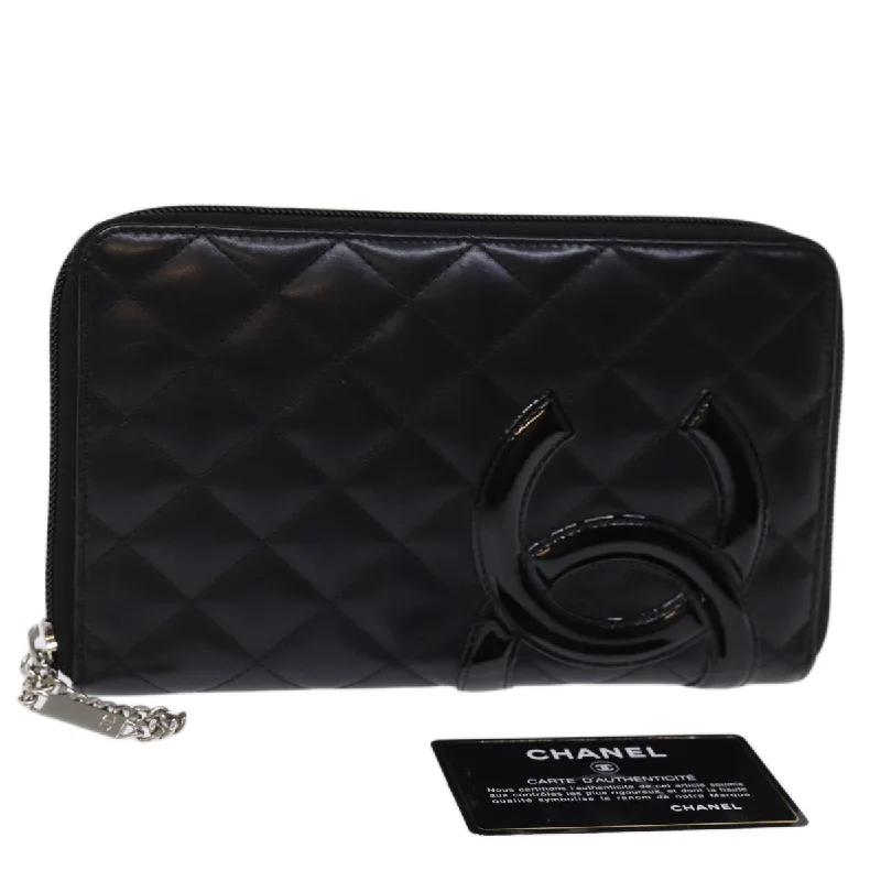 Chanel Colorful Handbag for Spring OutfitsCHANEL Long Wallet Leather Black CC  mr152