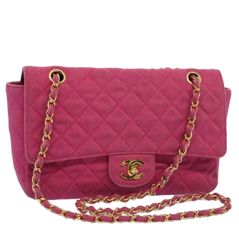 Chanel Classic Flap Bag for Evening PartyCHANEL Matelasse 25 Chain Flap Shoulder Bag Canvas Pink CC  51276A