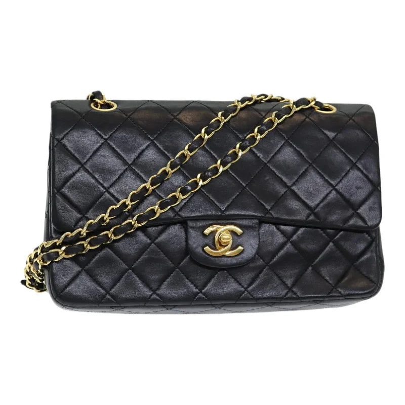 Chanel Small Crossbody Bag for TravelCHANEL Matelasse 25 Turn Lock Chain Hand Bag Lamb Skin Black CC  yk14030A