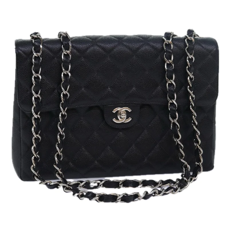 Chanel Handbag with Adjustable Strap for ComfortCHANEL Matelasse 30 Turn Lock Chain Bag Caviar Skin Black CC  ar11992A